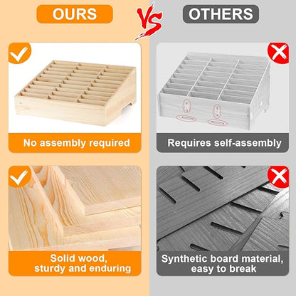 Wooden 30-Grid Cell Phones Storage Box Desktop Mobile Phone Holder Organizer for Office School Classroom (30-Grid)