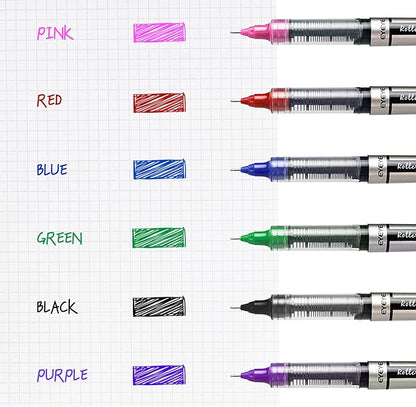 EYEYE Multicolor Rollerball Pens 0.7mm, 6 Assorted Colors Roller Ball Pen Medium Point Quick Dry, Liquid Ink Pen Fine Point Smooth Writing Pens for Journaling, Note Taking, Office, Doodling & Gifts