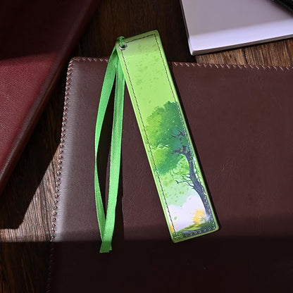 ZQZYMXQ 4Pcs Leather Cute Bookmarks for Women Girls, Aesthetic Pretty Bookmarks Four Season Tree Book Lover Gifts Teacher Gifts (Season Tree)