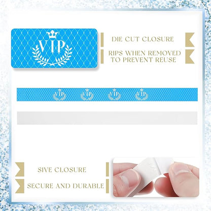 Jadive 500 Pieces Paper Wristbands VIP Plastic Waterproof Party Identification Wristbands Party Bracelets for Events Amusement Parks, Club, Concerts, Fairs, Festivals and Events(Blue)