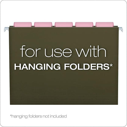 Pendaflex Hanging Folder Tabs, 2", Clear Pink, 25 Tabs and Inserts per Pack (42 PIN)