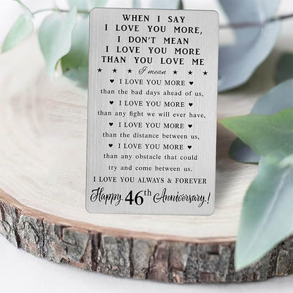 CPLJW 46 Year Anniversary Card Gifts for Him Her - Steel Card Gifts for Men - 46th Wedding Anniversary Wallet Card Gifts