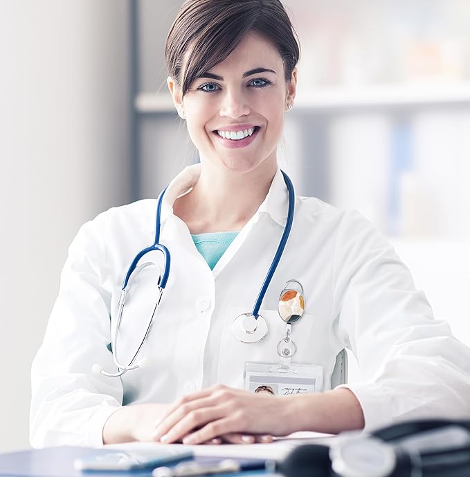 Badge Reels Retractable，Double Sided Color Print Pattern Retractable Badge Holders，with Retractable Keychain, Badge Clip and Key Ring，Durable Nylon Retractable Rope