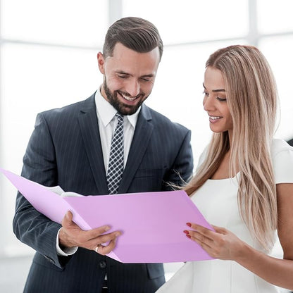 BIBRADAA® 50 Packs File Folders,File Folder with Pockets Fit Letter Size Paper,File Folders Letter Size,Durable Paper Folders for School, Office, Business. (50, Light Purple)