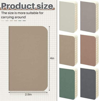 Outus 36 Pcs Pocket Notebook Mini Journal 2.5" x 4" Kraft Paper Mini Notepad Bulk Softcover Pocket Notepad Memo Diary Subject Notebooks for Student Traveler School(Dark Color)