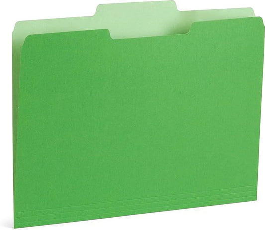 100 Blue Summit Supplies Green File Folders, Two-Tone, 1/3 Cut Tabs, Letter Size, Durable 11pt Paper, File Folders Green, Bulk 100 Pack