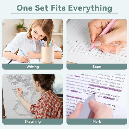 52 PCS Aesthetic School Supplies with Cute Pencil Case, Stationery Essentials with Pens Pencils and Pastel Highlighters Set, College Back to School Supplies for Teen Girls, Office Supplies - Blue