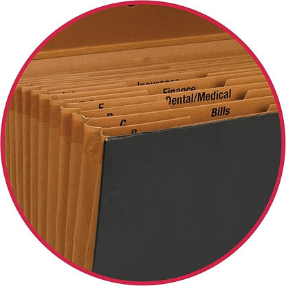 Smead A-Z and Subject Expanding File Box, 19 Pockets, Printed Alphabetic (A-Z)/Subject, Latch Closure, Legal Size, Black (70804)