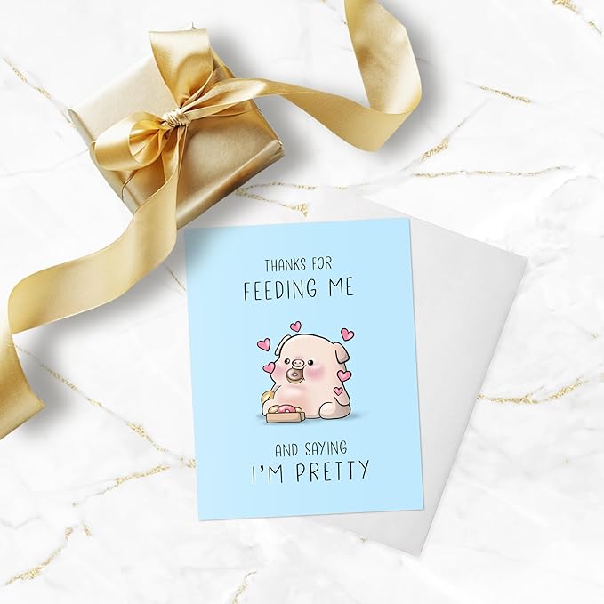 ALY LOU Anniversary Card for Her Him/Husband Boyfriend/Girlfriend Wife/Sarcastic Birthday Vday Greeting Card (Thanks for Feeding Me)