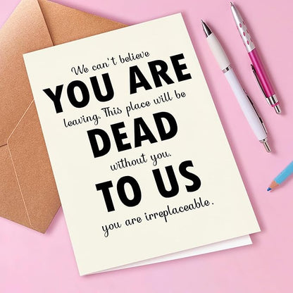 Funny Cards for Departing Coworkers,Cute Retirement Card Gifts, Cards for Bosses, Colleagues, Missing You Card, Congratulations On New Job Card, 'To us, You Are Irreplaceable'