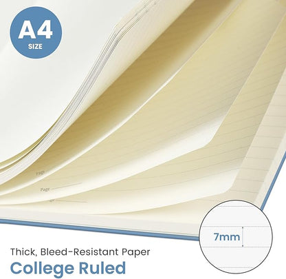 Taja Spiral Lined Notebook, 8.5"x11" Notebooks for Work, Large A4 Journal for Women & Men, College Ruled Journaling Notebook for Writing, Plastic Cover Spiral Journal, Blue