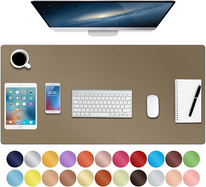 Boutilon Leather Desk Pad 35" x 17", Non-Slip, Waterproof PU Leather, Dark Apricot