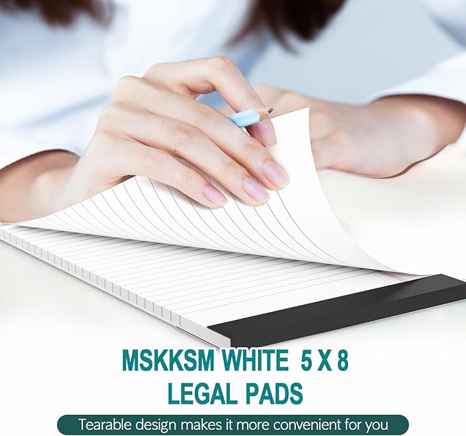 Small Legal Pads 5x8 White Note Pads 5x8 Writing Pads, College Ruled Legal Notepads 5x8, Lined Pads of Paper White Paper Pads 5x8 for School, Home, Office, Business- 10 Pads/Pack, 30 Sheets/Pad