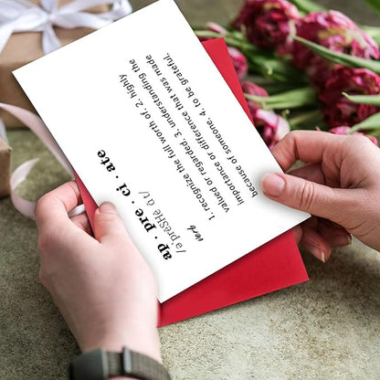 Lovely Appreciate Definition Cards for Him Her, Thank You Card for Teacher Boss, Thank You Gifts for Coworkers Friends, What to Say in A Thank You Card