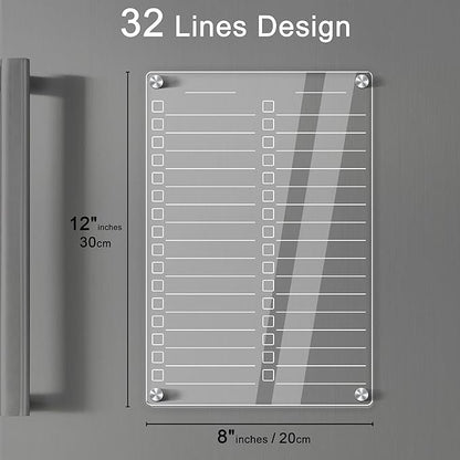 Acrylic Magnetic Dry Erase Board for Fridge, 12"X8" Clear Magnetic to Do List White Board, Acrylic Dry Erase to Do List for Refrigerator, Magnet Whiteboard with 5 Markers