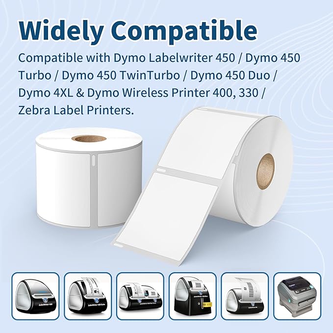 16 Rolls 6400 Labels Compatible with DYMO 30258 2-1/8" x 2-3/4" Direct Thermal Labels - Tacnology Barcode Address Replacement Use with Rollo, DYMO 450, 450 Turbo, 4XL & Zebra Desktop Printers