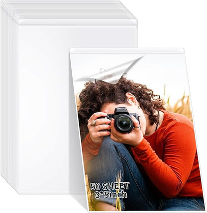 50 Sheets 3x5inch Self Seal Laminating Pouches Self Adhesive Laminating Sheet No Laminating Machine Needed for Photos Index Cards