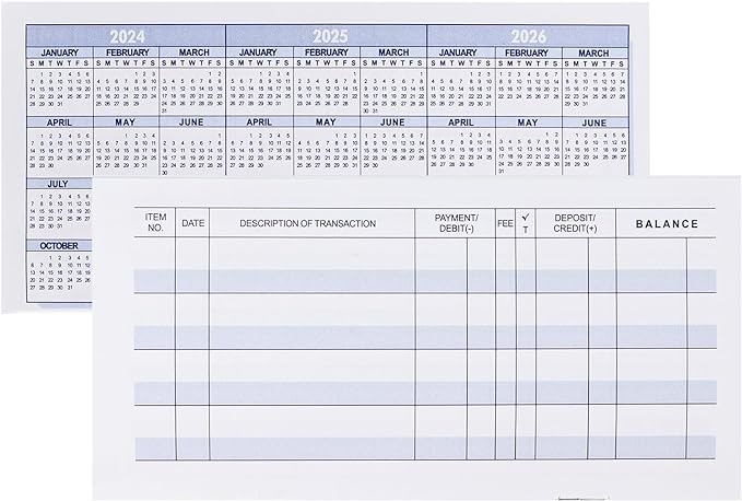 Larger Lines 12 Pack Check Registers for Personal Checkbooks, Blank Checkbook Registers for Personal or Businesses Use, Check Register Books to Log Transaction and Track Payments, Deposits, Finances
