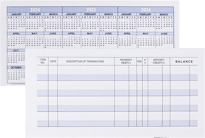 Larger Lines 12 Pack Check Registers for Personal Checkbooks, Blank Checkbook Registers for Personal or Businesses Use, Check Register Books to Log Transaction and Track Payments, Deposits, Finances