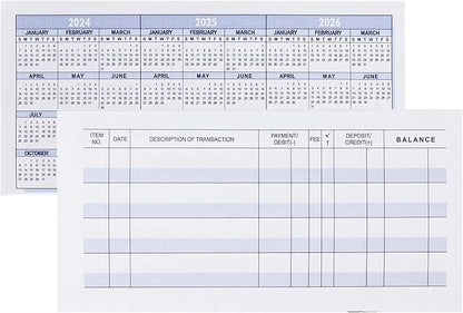 Larger Lines 12 Pack Check Registers for Personal Checkbooks, Blank Checkbook Registers for Personal or Businesses Use, Check Register Books to Log Transaction and Track Payments, Deposits, Finances