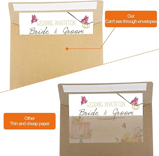 100Pack Kraft Envelopes,A4 Invitation Envelopes,Wedding, Baby Shower,Brown Kraft Envelopes for Personalize Gift Cards, Birthday Party,4x6 Envelopes for Invitations