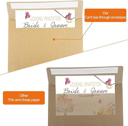 100 Pack Kraft Envelopes,A7 Invitation Envelopes,Wedding, Baby Shower,Brown Kraft Envelopes for Personalize Gift Cards, Birthday Party,5x7 Envelopes for Invitations