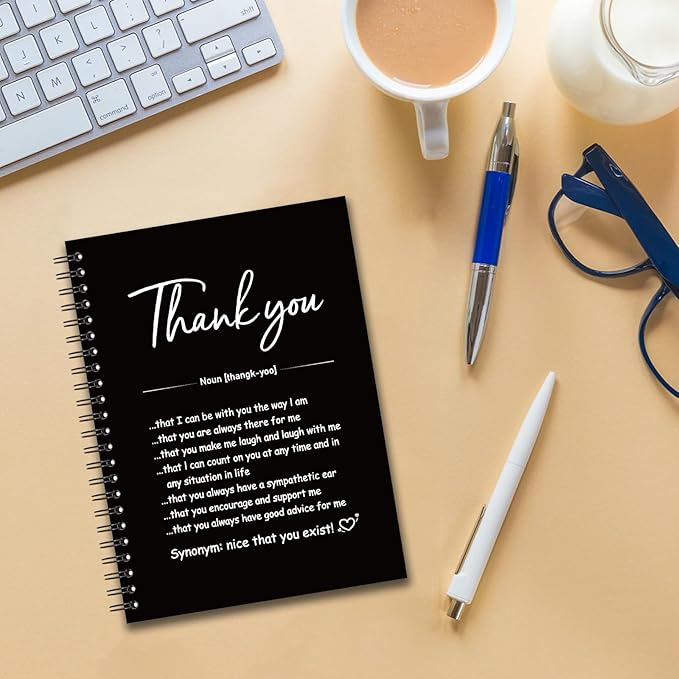 YAZMEEN Thank You Blank Spiral Notebook（160 Pages） Thank You Gift Hardcover Sketchbook Employee Appreciation Gift Coworker Leaving Gift Funny Notebook Gift for Work Bestie Colleague Teacher Friend