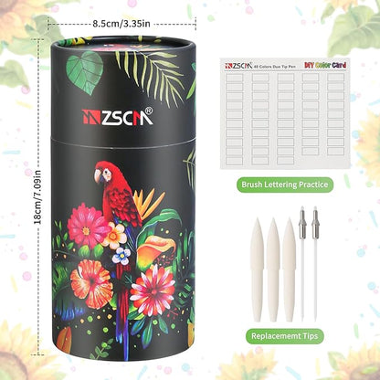 ZSCM 48 Colors Duo Tip Brush Markers Art Pen Set, Artist Fine and Brush Tip Colored Pens, for Adult Coloring Books Christmas Cards Drawing, Note taking Lettering Calligraphy Journaling