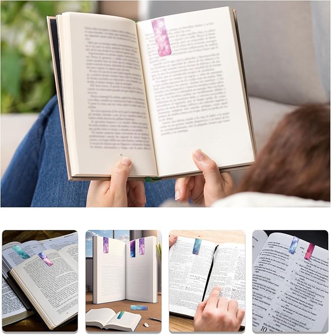 48 Pieces Magnetic Bookmarks Magnet Page Markers - Book Marks for Reading Women & Men with Storage Boxes - Cute Magnet Bookmark Clips for Reading Pleasure（Stars）