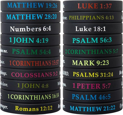 QEERBSIN Bible Verses Bracelets Motivational Christian Rubber Bracelets Faith Hope Wristbands Bracelets for Men Women Teens