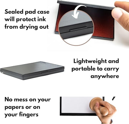 Ink Pad for Rubber Stamps, Stamp Pad for Clear Impression Stamping, Quality Felt Pad Black Ink, Red Ink, Blue Ink (Red, M (2.7 * 4.3))