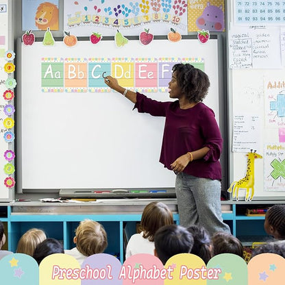 Bulletin Board Letters - ABC Alphabet Poster Classroom Decorating Set Toddler English Poster Kindergarten Elementary Classroom Nursery Home Wall Decoration（Soft Tones）