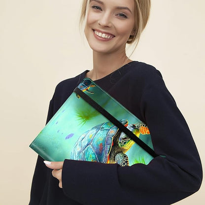 Padfolio Folder with Clipboard,Portfolios Organizer Clipboards with Storage Clipboard Writing Pad PU Leather Conference Document Organizer with Business Card Holder,Turtle