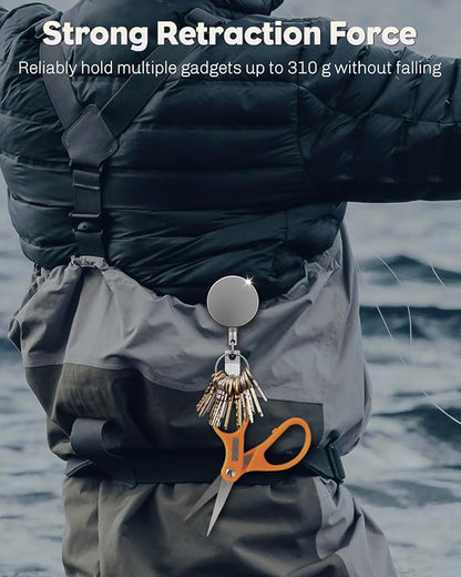 Uniclife 5 Pack Metal Retractable Keychain Heavy Duty Retractable Badge Reel for Badge Holder All Metal Casing with Stainless Steel Spring Coil 27.5 Inch Nylon Rope Belt Clip and Key Ring