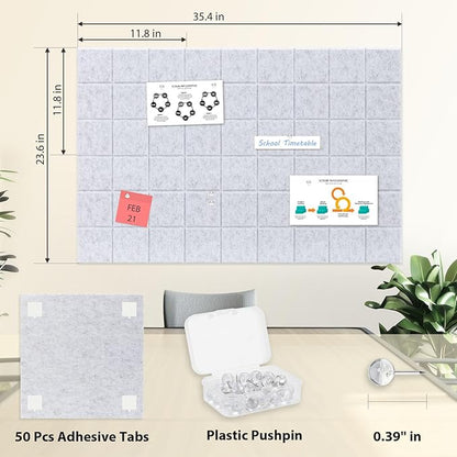Smarpau Large Cork Bulletin Board 48"x36" Cork Board Wall Tiles 12 Pack Corkboards for Walls Cork Board Felt Board Tiles for Office Home Gray Pin Board Tack Board Squares Alternative