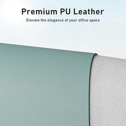 Aothia Leather Desk Pad Protector, Mouse Pad, Office Desk Mat, Non-Slip PU Leather Desk Blotter, Laptop Desk Pad, Waterproof Desk Writing Pad for Office and Home (23.6" x 13.7", Light Blue)