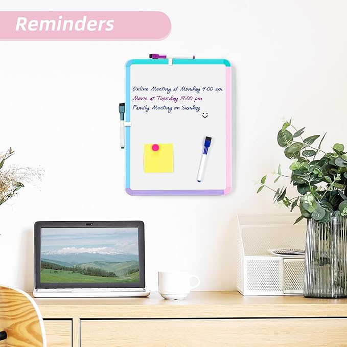 VUSIGN Small White Board Dry Erase, 11''x14'' Magnetic Dry Erase Board, Mini Whiteboard with Markers for Kids, Students, Fridge, Wall, Locker