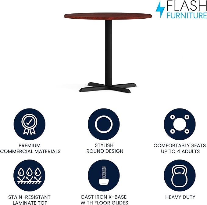 Flash Furniture Chapman 36" Round Multipurpose Conference Table, Business Meeting Table for Office and Conference Rooms, Cherry