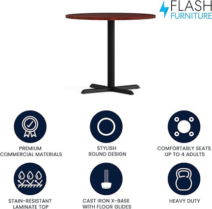 Flash Furniture Chapman 36" Round Multipurpose Conference Table, Business Meeting Table for Office and Conference Rooms, Cherry