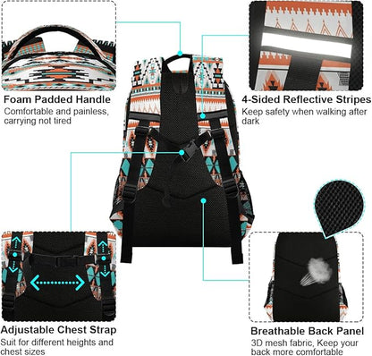 AUUXVA Ethnic Geometric Chevron Aztec Backpack School Bookbag Laptop Purse Casual Daypack for Teen Girls Women Boys Men College Travel 16.7x11.6x6.9 inch