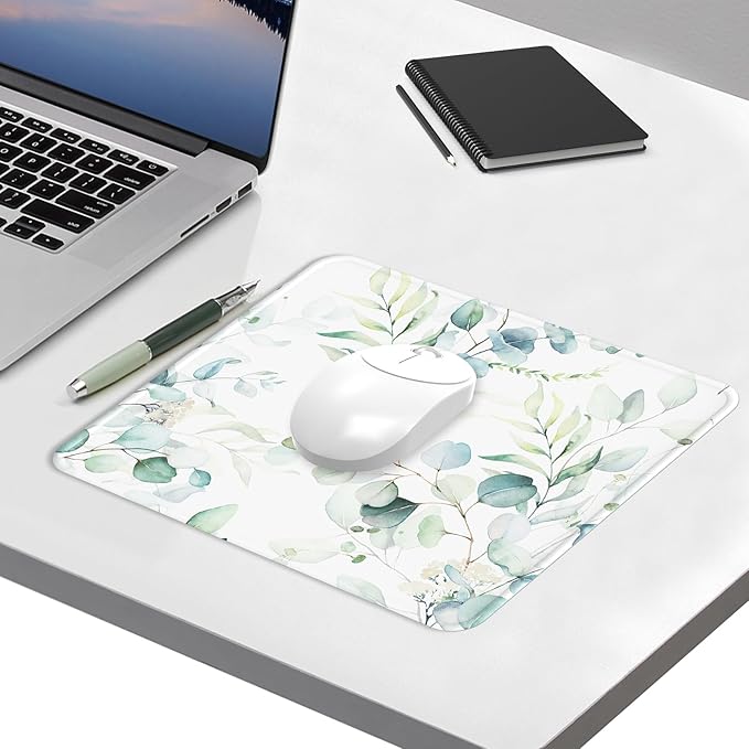 eulps Mouse Pad with Stitched Edge, Multiple Patterns Computer Mouse Pads with Non-Slip Rubber Base, Washable Cloth Mousepad, for Gaming, Laptop, PC (Leaves)