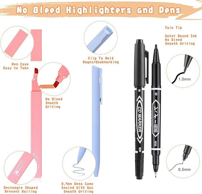 Bible Journaling Kit, Include 6 Bible Highlighters and 6 Pens No Bleed, 90 Laminated Bible Tabs, Magnetic Bookmarks, Sticky Notes, Bible Study Supplies Essentials Set for Women & Men