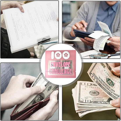 HIPPITO 7.9''x7.9'' Mini 100 Envelopes Money Saving Binder, Storage Saving Budget Book for 100 Envelopes Money Saving Challenge Kit, Gift as a Challenge Book for Lovers to Save $5,050