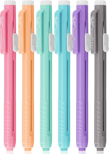 Mr. Pen- Retractable Mechanical Eraser Pen, Pack of 6, Pastel Colored Barrels with Colored Erasers, Pencil Eraser for Pencils, Retractable Eraser Pen, Eraser for Artists, Eraser for Pens