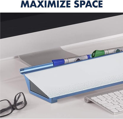 Quartet Glass Dry Erase White Board, Desktop Computer Pad for Notetaking, 18" x 6" Whiteboard, Clean Erase Surface with Storage, 1 Dry Erase Marker, Dot Pattern (GDP186D)