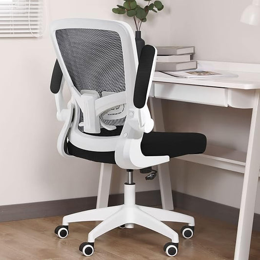 FelixKing Office Chair, Ergonomic Desk Chair with Adjustable Height and Lumbar Support Swivel Game Chair Desk Computer Chair with Flip up Armrests for Conference Room (White)