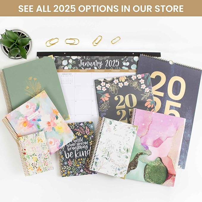 bloom daily planners 2025 Planner HARDCOVER Calendar Year Day Planner (January 2025 - December 2025) - Task & Goal Organizer - Monthly & Weekly Inspirational Agenda Book - 5.5" x 8.25" - Watercolor Waves