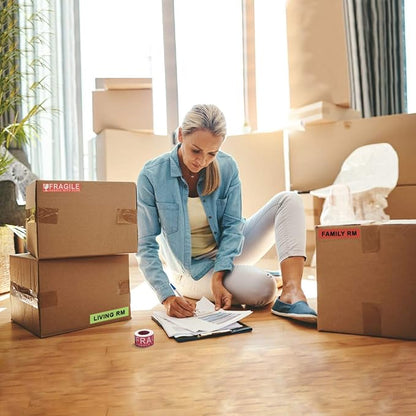 960 Count Home Moving Labels,16 Rolls Different Color Coding Labels for Boxes Stickers + Fragile Stickers + 1 Blank Label roll is for Customized use-Labels