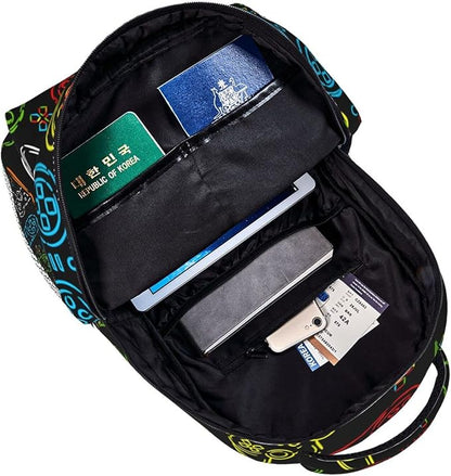 Fiokroo Game Joystick Colorful Silhouettes Backpack School Bag For Students Teens Men Women Laptop Backpacks Travel Daypack Bag With Multiple Pockets