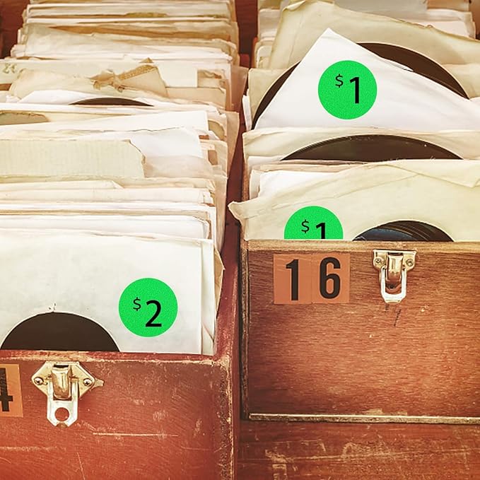 1200 Pieces 0.75 Inch Round Color Coding Label Garage Sale Stickers Blank Yard Sale Price Stickers Permanent Adhesive Dots, Easily Writable with Perforation Line (Fluorescent Green)